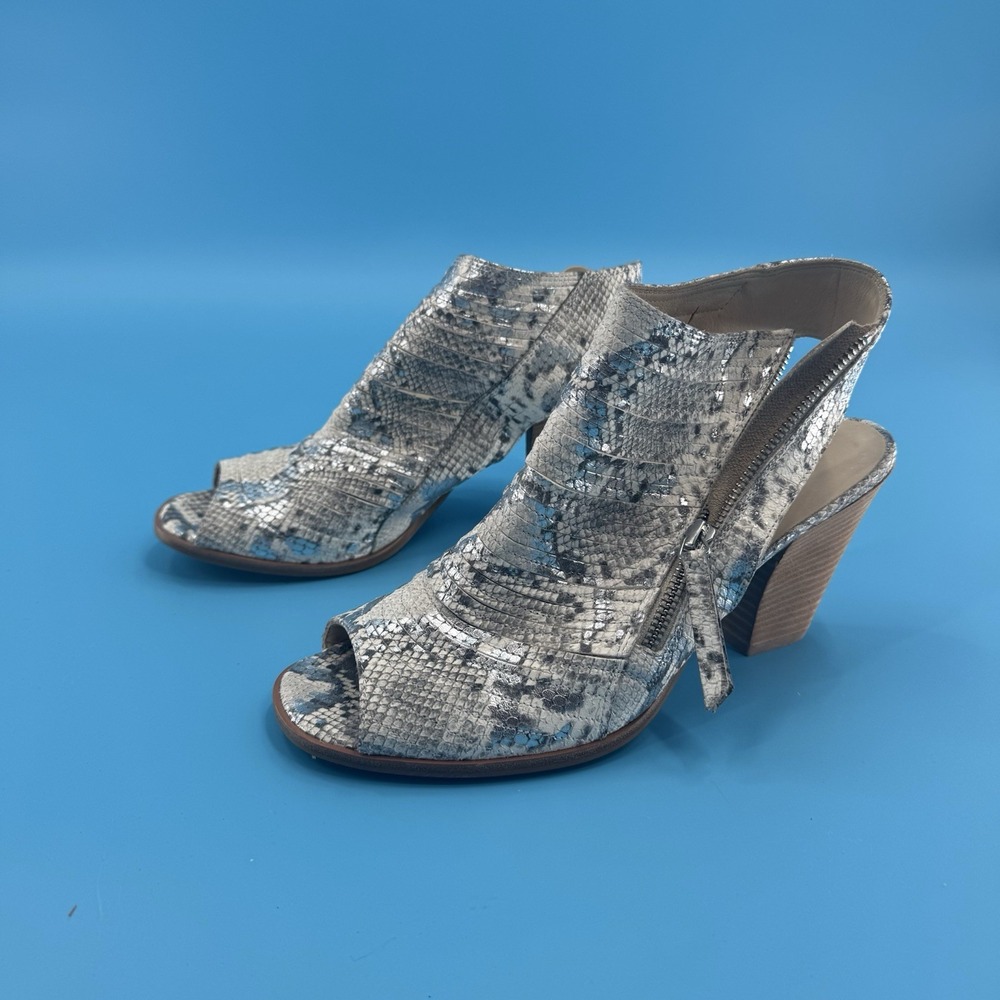 Paul Green Snakeskin Peep Toe Slingback Bootie Heels Women's 7.5